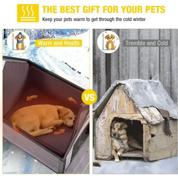 Outdoor Dog House, Waterproof Puppy Shelter Indoor Doghouse with Elevated Floor, Anti-Bite Design Dog Home for Small Medium Dog