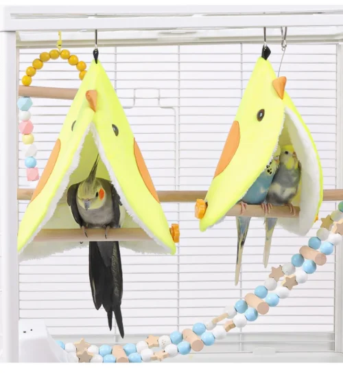 Soft Plush Bird Parrot Nest Bird Parrot Hammock Parakeet Hanging Bed House Cave Cage Hut Tent Toy Bird Cage Accessories