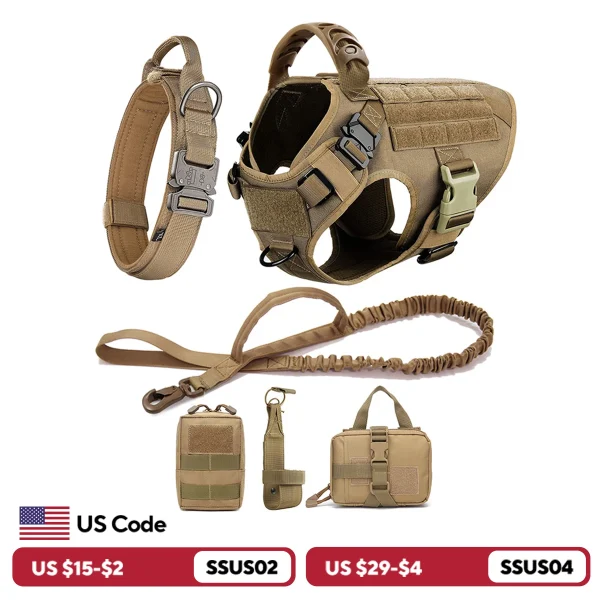 Large Dog Harness And Leash Set Pet German Shepherd Malinois Training Walking Vest Dog Harness And Collar For Medium Large Dogs