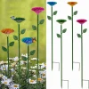 4 Pack Bee Watering Station Bird Cups for Garden Metal Bird Water Feeder with Flower Design Colorful Butterfly Bath Bowl Bee Cup