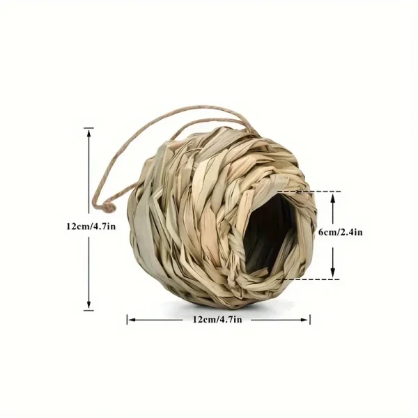 2024 New Birds Nest Bird Cage Grass Egg Cage Bird House Outdoor Decorative Weaved Hanging Parrot Nest Houses Pet Bedroom