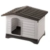 Durable Outdoor Dog House with Fold-Out Porch Waterproof Anti-Shock Plastic Healthy Ventilation Easy Assembly Large Size