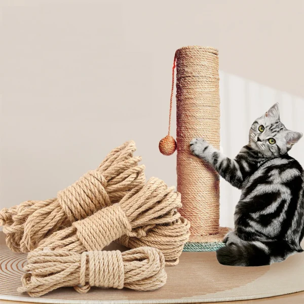 4MM/6MM/8MM Pet Sisal Rope 10M Cat Scratcher Rope Tree Scratching DIY Pet Toy Scratching Cat Paw Claw Furniture Protector