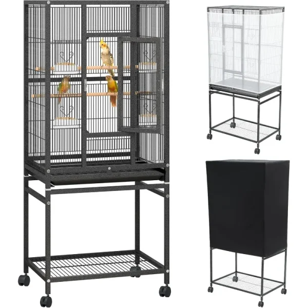 YITAHOME 53 inches Birdcage Cover and Bird Cage Seed Catcher, Bird Cages for Parakeets, Parrot, Cockatiel, Pigeon, Flight cage f