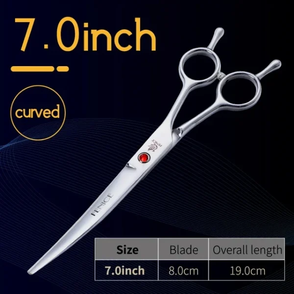Fenice Stainless Steel 7/7.5/8 inch Curved Scissors Pet Dog Grooming Scissors Pets Hair Cuttings Shears ножницы tijeras t