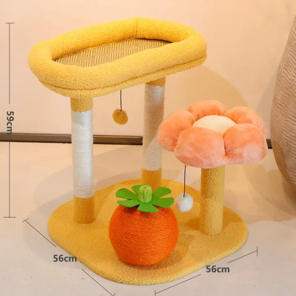 Flower Cat Tree for Indoor Cats, Small Cat Tower with Sisal Scratching Post Plush Fluffy Balls Cat Toys Pet Furniture