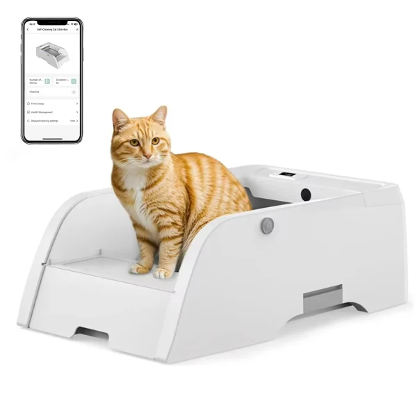 Automatic Cat Litter Box with APP Camera Monitoring Infrared Self-Cleaning Real-Time Bin/Refill Alerts Smart Odor-Free