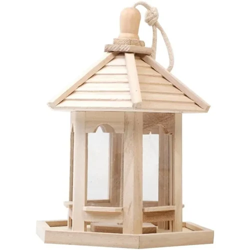 Bird Feeder Bird House Garden Wild Feed Dispenser Outdoor Durable Wooden Plastic Hanging Transparent Feeder House Food