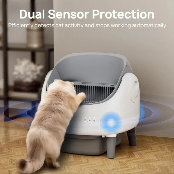 Automatic Self Cleaning Cat Litter Box with APP Control Intelligent Semi-closed Cat Litter Pan Odorless Cat Litter Tray Supplies