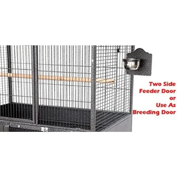 Extra Large Stackers Heavy Duty Wrought Iron Breeder Parrot Aviary Bird Breeding Rolling Cage with Side Nest Doors