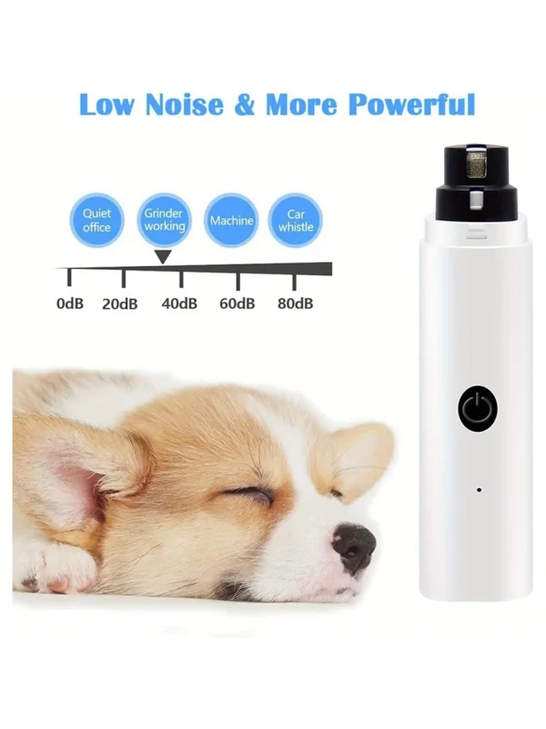 Dog Nail Grinder - Dog Nail Grinder with 3 Grinding Ports - Silent Rechargeable Electric Nail Trimmer for Small to Large Dogs