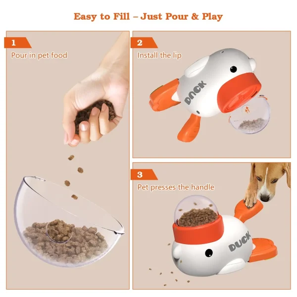 Dog Cat food Feeder Cartoon Duck Design Pet Snack Puzzle Feeder Anti-Slip Puppy Automatic Dog Cat Food Dispenser Toy