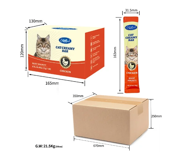 Hot sale Cat Treat Strips Cat Snack Bar Pet Creamy Bar for Cats Wet Pet Food OEM ODM