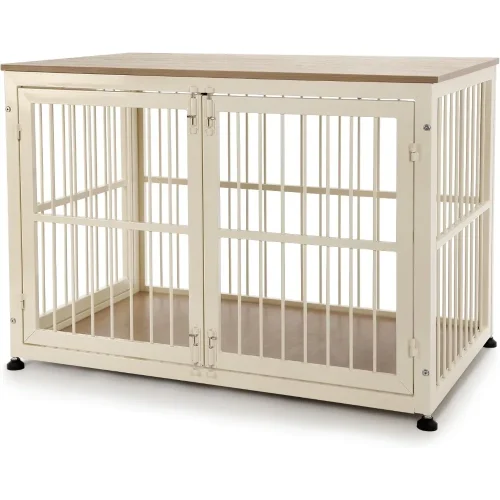 48" Rustic Heavy Duty Dog Crate Furniture for Extra Large Dogs, Decorative Pet House End Table, Wooden Cage Kennel Furniture Ind