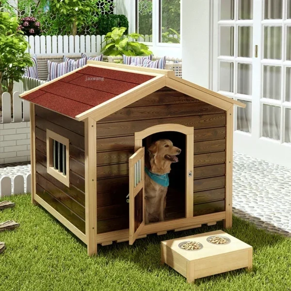 Outdoor Balcony Puppy Villa Solid Wood Dog House 4 Seasons Universal Kennels pet Supplies Waterproof Cats Litter Dogs Cages