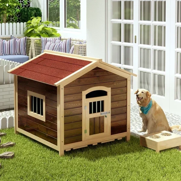 Outdoor Balcony Puppy Villa Solid Wood Dog House 4 Seasons Universal Kennels pet Supplies Waterproof Cats Litter Dogs Cages