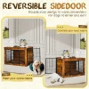 Dogs Crate Furniture with Thick Cushion, Side End Table Wooden Dogs Cage with Double Doors, Chew-Resistant Dogs Kennel Dog House
