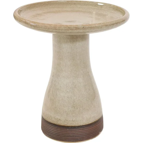 Sunnydaze 21" H Ceramic Bird Bath for Outside - Hand-Painted Outdoor Bird Bath Bowl, UV/Frost-Resistant Finish - Yam - Ribbed Pe