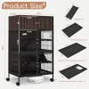50''H Metal Large Ferret Cage, Rolling Chinchilla Cage with Removable Ramps& Double Door, Critter Nation with Locker