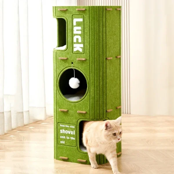 kf-S71fd8959df87439a977748209f09ba3ar Multi-layer Cat House for Indoor Cats Pet Climbing Frame Integrated Cat Tree Double-layer Scratching Board Enclosed Cat House