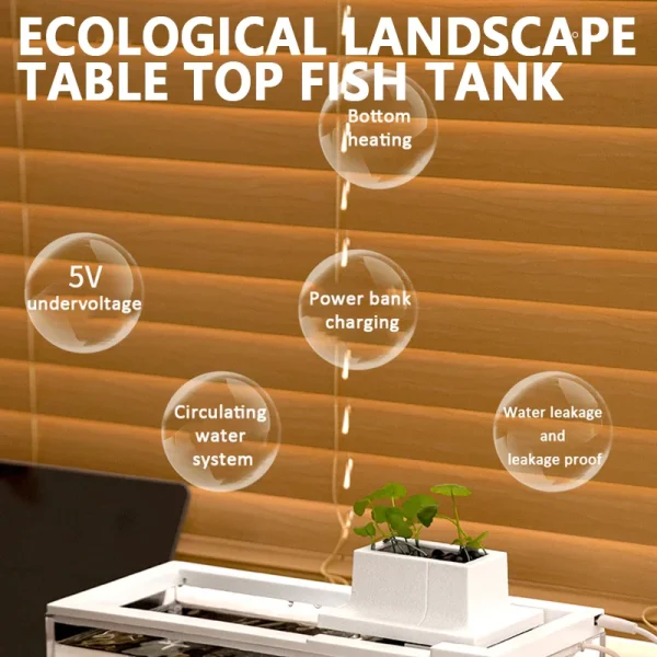 Mute Heating Feeding Household Aquarium ropical Fish Tank Small Desktop Fish Tank Guppy Lamp Fish And Shrimp Filter