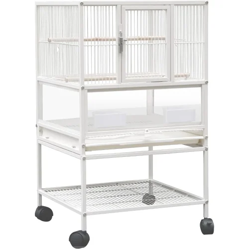 Bird Cage Parakeet Cage Wrought Iron 30 Inch Height Cage with Rolling Stand for Small Birds Conures Lovebirds Cockatiels Finches