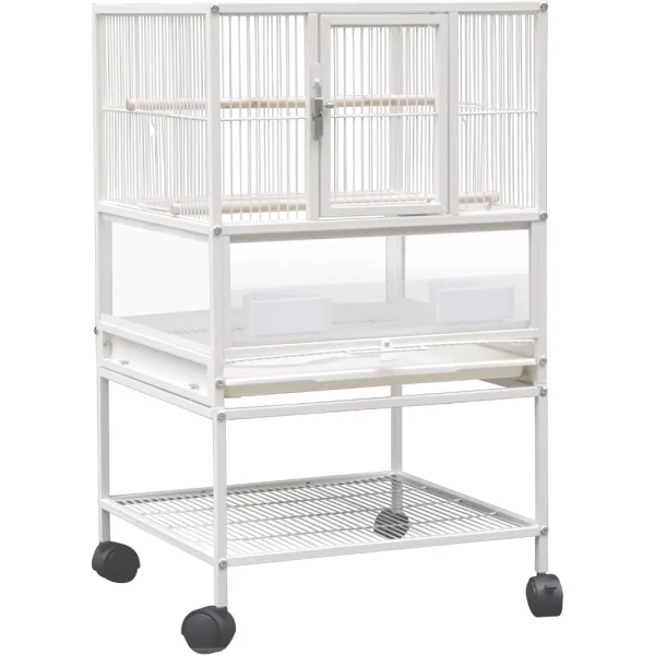 Bird Cage Parakeet Cage Wrought Iron 30 Inch Height Cage with Rolling Stand for Small Birds Conures Lovebirds Cockatiels Finches