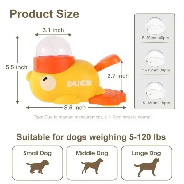 Dog Cat food Feeder Cartoon Duck Design Pet Snack Puzzle Feeder Anti-Slip Puppy Automatic Dog Cat Food Dispenser Toy
