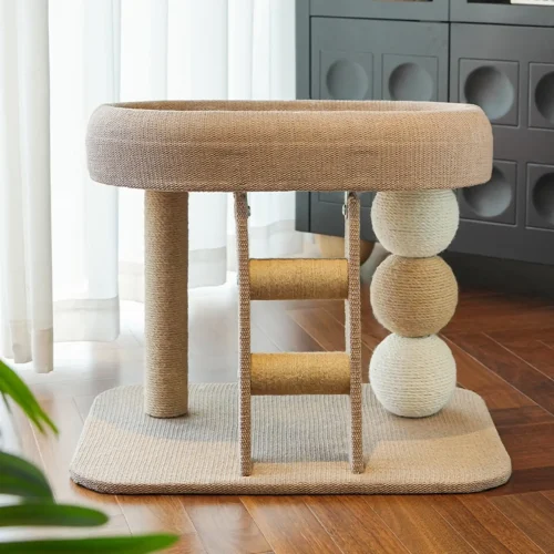 Small Cat Tree Tower with Perch Bed Scratching Post Pet Accessories Training Toy Multifunctional for Indoor Cats Kittens Condo