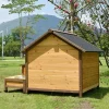 Rain-proof Sunscreen Solid Wood Dog Kennels Cage Tent Nest Outdoor Courtyard Garden Dogs Houses Villa with Food Bowl Water Basin