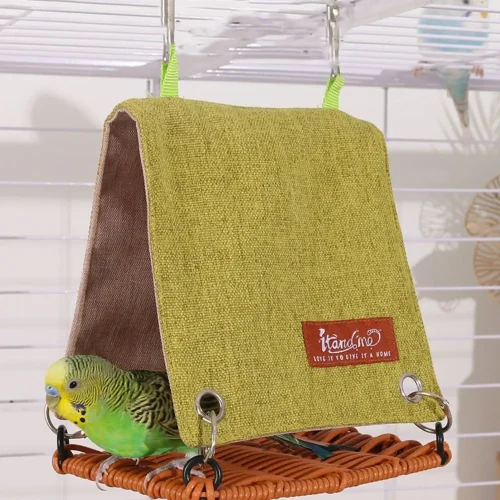 Bird Cage Accessories Hanging Bird Nest Weaving with Hooks Parrot Swing Hammock Cooling Bird House Summer