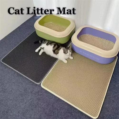 Cat Litter Mat EVA Waterproof Double Cat Toilet Rug Litter Tray Sandboxes for Cat Litter Carpet Cat Litter Box Accessories