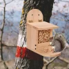 Bird Food Feeder Removal Cover Easy Installation Large Capacity Food Container Wooden Squirrel Pet Supplies