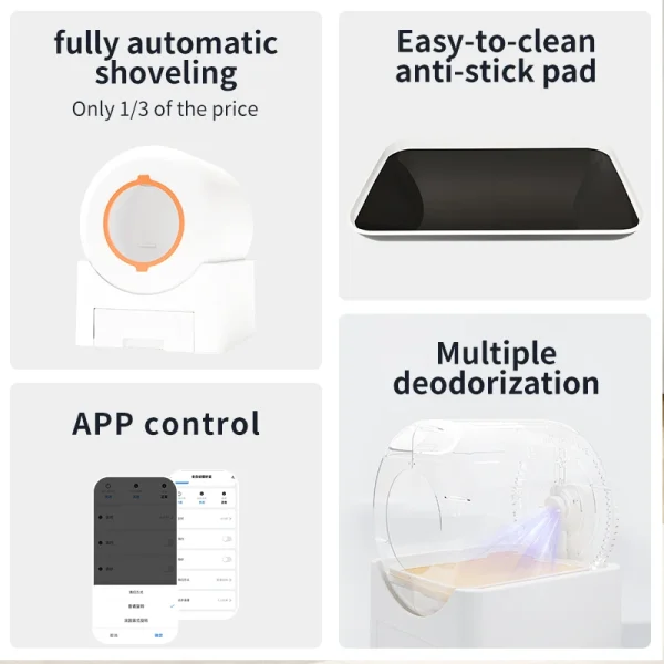 Anti Splash Open Top Automatic Cat Litter Box Self Cleaning