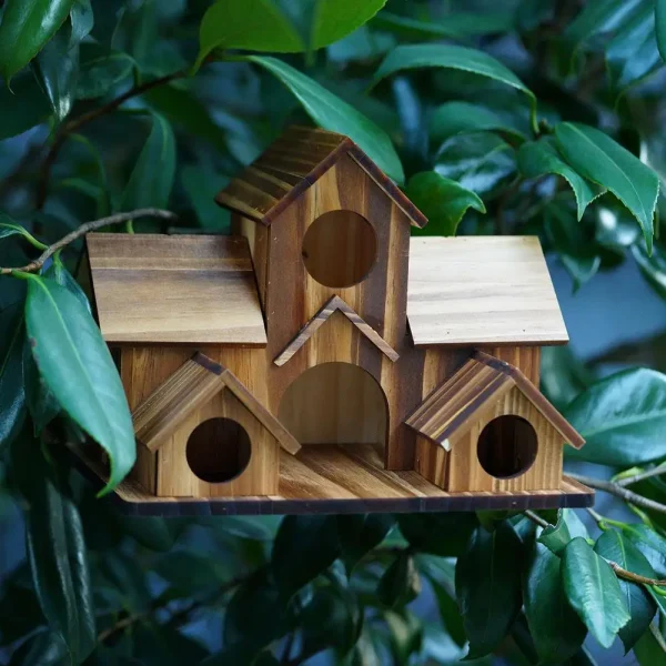 Bird House Room Wood Families Bluebird Finch Hanging Birdhouse For Garden Waterproof And Wear-resistant Pet Supplies