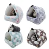 1Pcs Coral Fleece Printing Small Pet House Hanging Hamster Bed with Zip for Small Animals Squirrel Parrot Cotton Nest Winter Toy