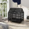 Heavy Duty Dog Cage with Roof Rust-Resistant Steel Locking Casters Feeding Door Ideal for Medium & Large Dogs Dog House Kennel