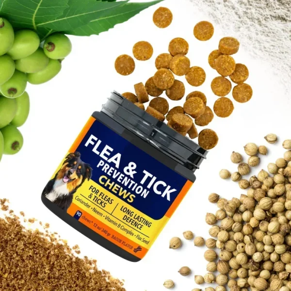 NEW Chews Dog Flea And Tick Repellent Chewable Tablets Suit For The Dog Over 25lbs Contains Flaxseed And Vitamin Complex