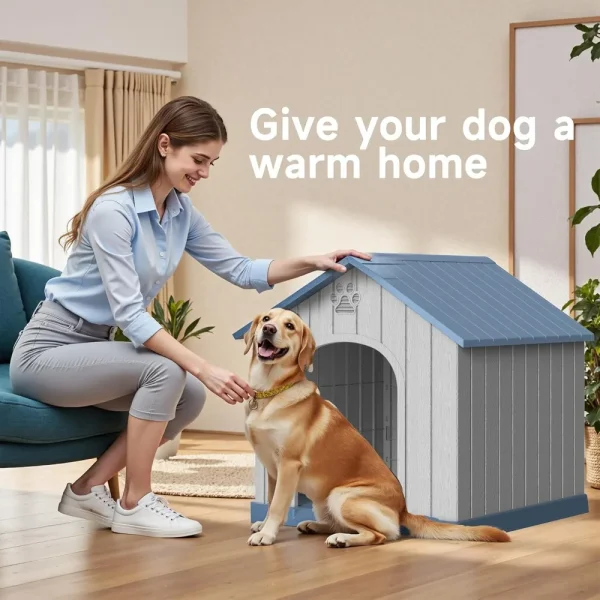 Indoor Outdoor Waterproof Dog House,PP Material,Puppy Shelter with Air Vents and Elevated Floor,Sturdy Dog Kennel for Smal