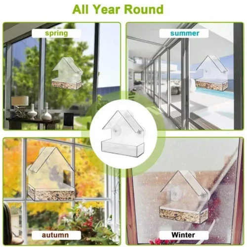 Smart Birds Hanging Feeder Transparent with Camera Bird House Pet Feeder 1080P HD Easy Installation for Outdoor Garden