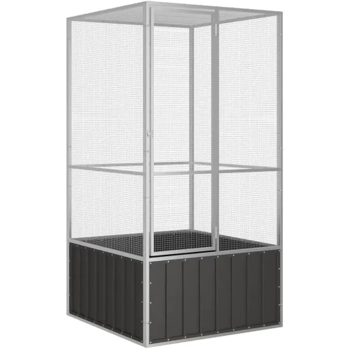 Bird Cage - Large, Secure & Ventilated Aviary, Galvanized Steel Construction, Anthracite, Perfect for Playing, Exercising and T