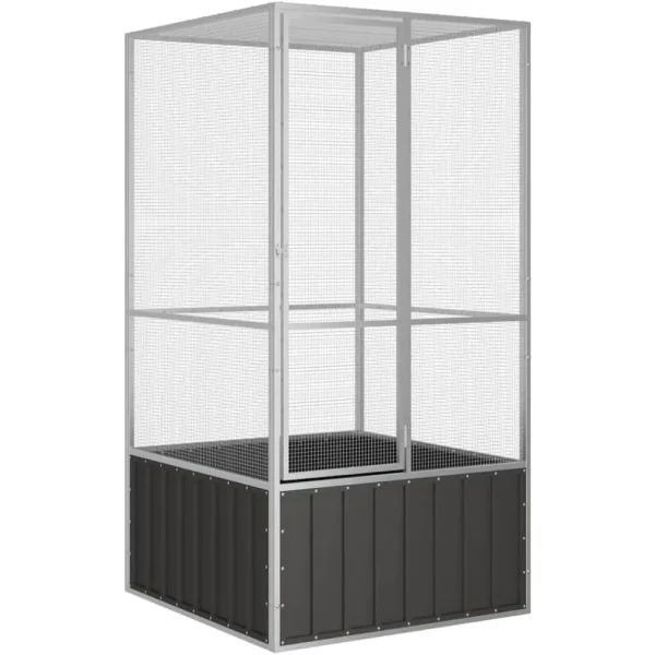 Bird Cage - Large, Secure & Ventilated Aviary, Galvanized Steel Construction, Anthracite, Perfect for Playing, Exercising and T