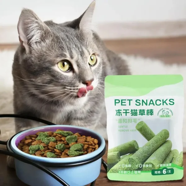 Cat Grass Sticks Grass Chewing Stick Freeze Dried Snacks Hairball Removal Mouth Health Teething Stick Natural Teeth Cleaner