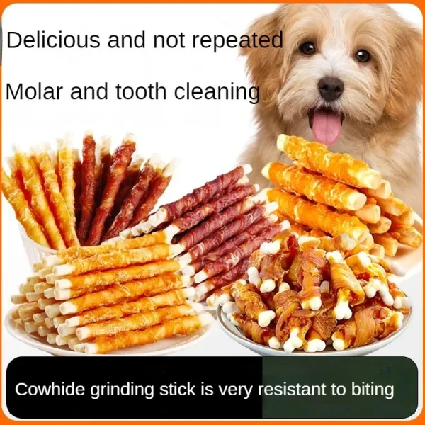 5bags Multiple flavors of dog snacks bite resistant clean teeth chicken duck meat Dogs training reward Pet Dry Food