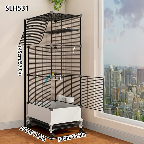 Bird Cage Large Splash-Proof Parrot Black Phoenix Myna Large Thrush Tiger Skin Pearl Bird Special Luxury Landscaping House