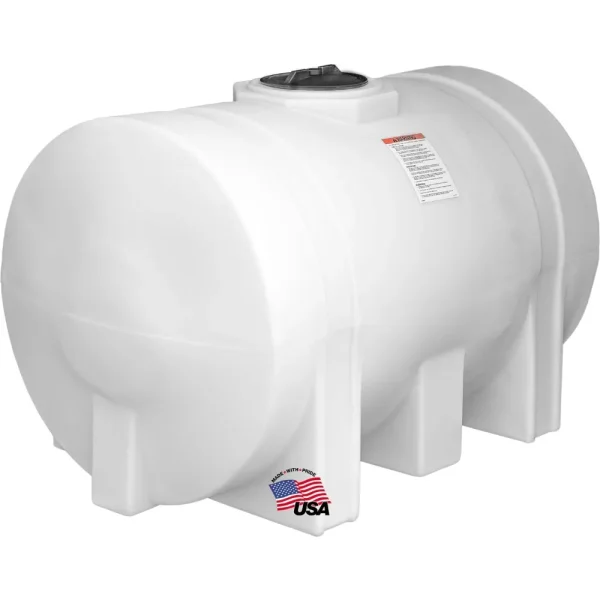 82124269 Horizontal Polyethylene Reservoir Water Tank with Legs, 550 Gallon, Made in the USA, Poly Tank for Water