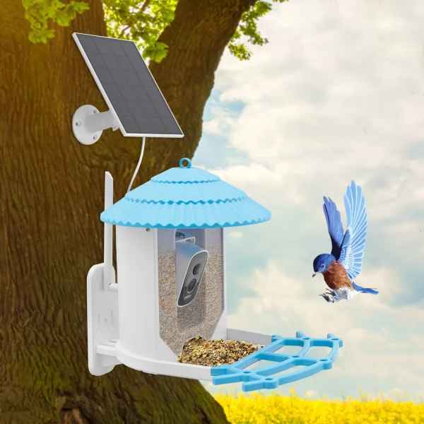 Smart Bird Feeder with 4MP Camera AI Recognizes 12,000+ Species, Solar Powered IP65 Waterproof & Night Vision