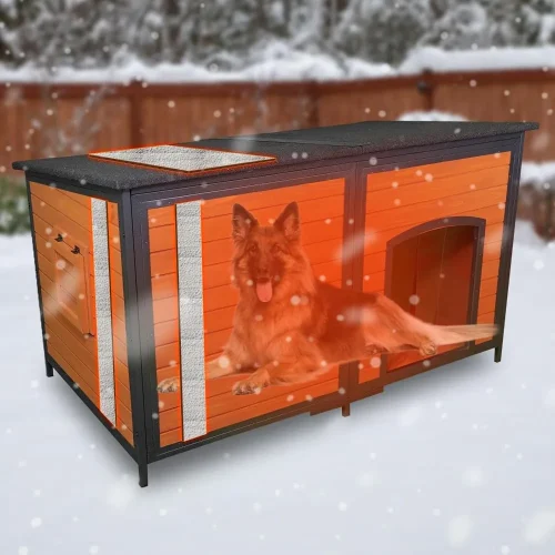 Extra Large Dog House Outdoor 59.1" L Outside Insulated Dog Kennel Weatherproof Winter, 6 Sides All-Round Foam for Small Medium