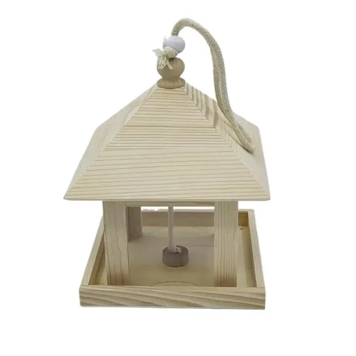 Outdoor Bird Feeder Wooden House Style Bird Feeder Creative Balcony Decoration Weatherproof Garden Ornament For Yard Tree