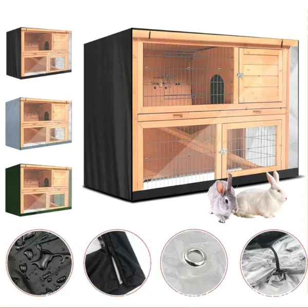 (Only dust cover, no cage)Bunny Hutch Cover Oxford Cloth Outdoor Crate Cover Rabbit Habitat Waterproof Harmful Light Prevent
